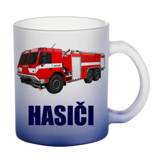 Skleněný hrnek 815 CAS 30 hasičské auto České výroby