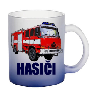 Skleněný hrnek 815 hasičské auto České výroby