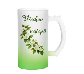 Skleněný korbel zelený z Vaší fotografie nebo grafiky Merch obsah 470 ml