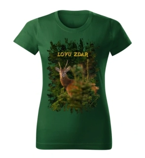 Moon River Lovu Zdar srnec II dámské tričko pro myslivce lahvově zelené