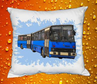 Moon River IKARUS 280 modrý zelený polštářek s autobusem 30x40 cm