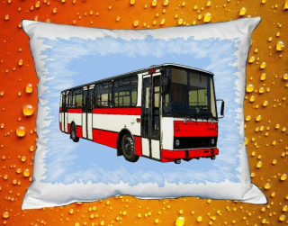 Moon River KAROSA B732 modrý polštářek s autobusem 30x40 cm