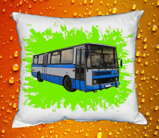 Moon River KAROSA C734 zelený polštářek s autobusem 30x40 cm