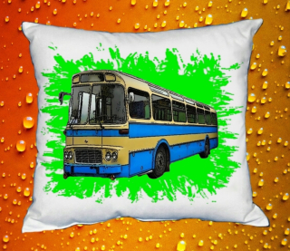 Moon River KAROSA ŠL 11 zelený polštářek s autobusem 30x40 cm