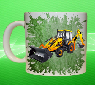 Moon River JCB 3DX hrnek s bagrem zelený objem 330 ml