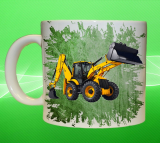 Moon River JCB 4CX hrnek s bagrem zelený objem 330 ml