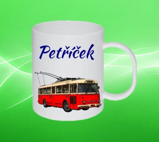 Plastový hrneček trolejbus s vlastním jménem